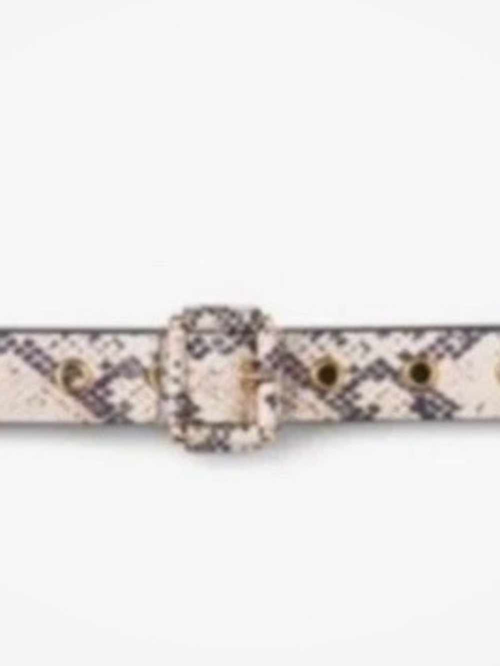 CABI SLITHER  Leather Belt with Rhinestone Buckle Cream/Black #6765